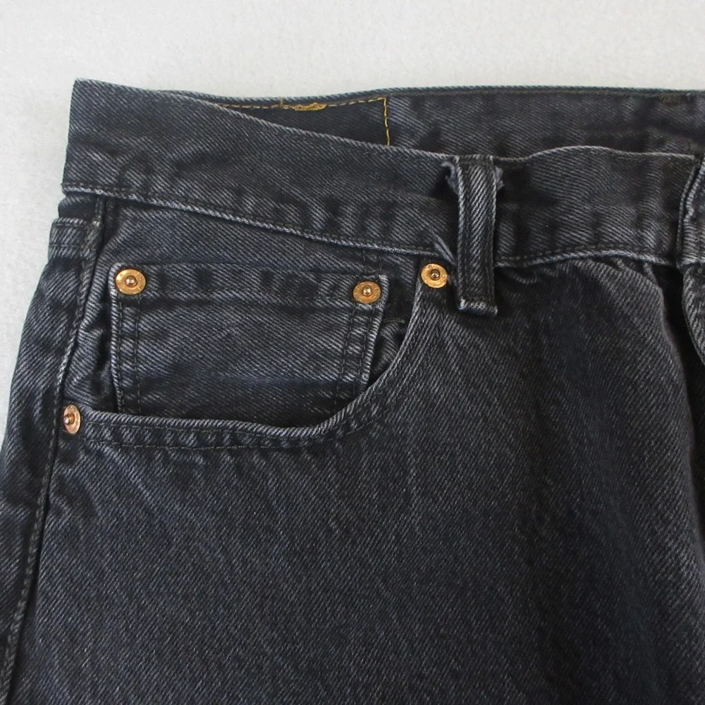 Levi's 501 Jeans Men 36x32 (Actual 35x29) Black Denim Button Fly Straight Leg